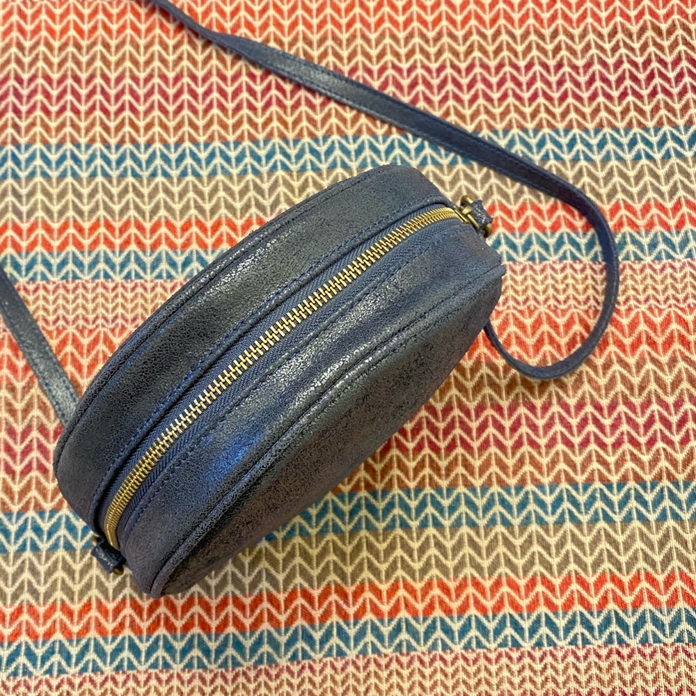 Vimoda Paris Circular Blue Leather Zipper Bag Italy - Picture 4 of 8
